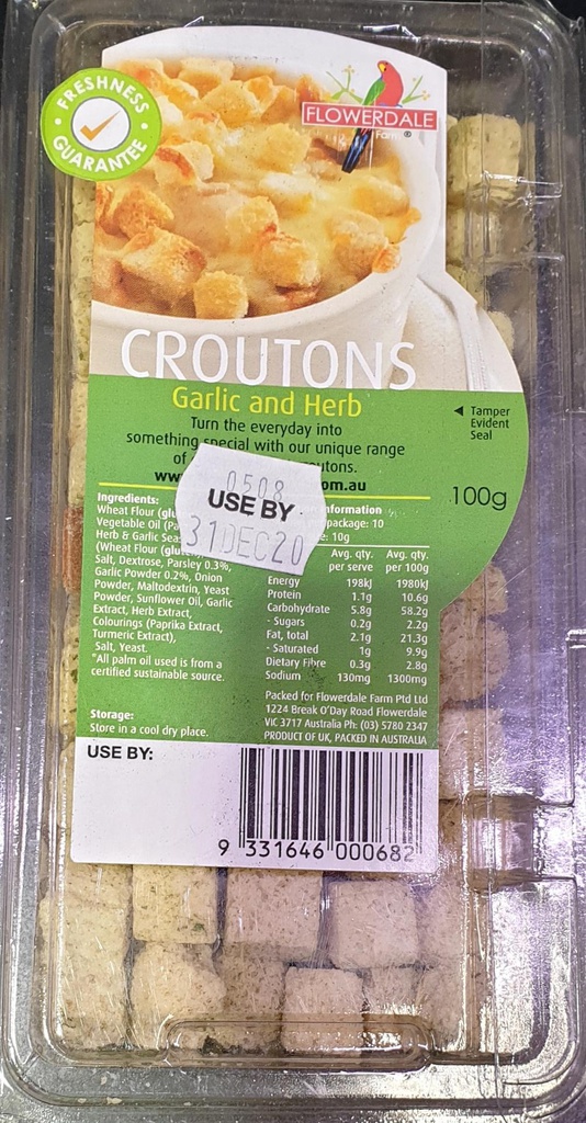 Croutons Garlic & Herb 100gm